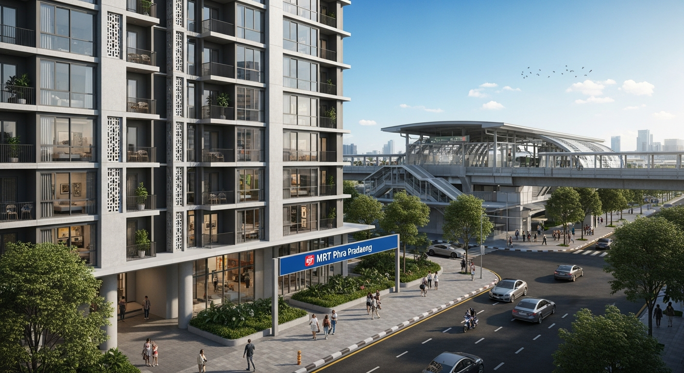 Properties for sale rent near Phra Pradaeng MRT Purple Line station พระประแดง condo house townhouse