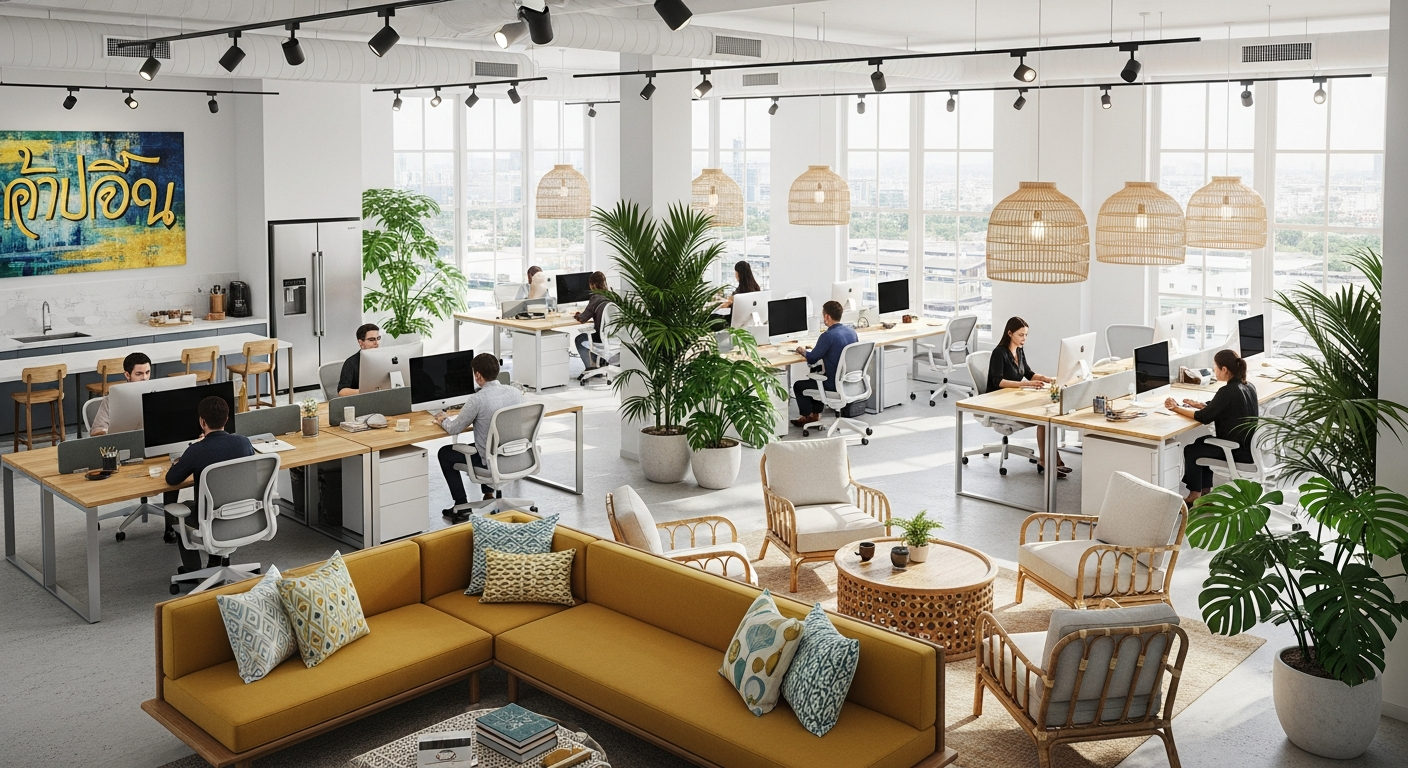 Professionals collaborating in an IWG hybrid office setting