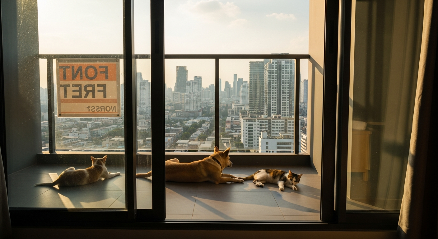 Dog relaxing in a pet friendly Bangkok apartment