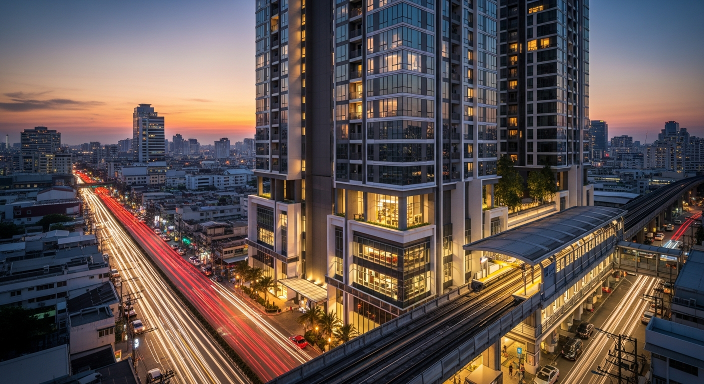 Bangkok Mass Transit System Map and Cityscape