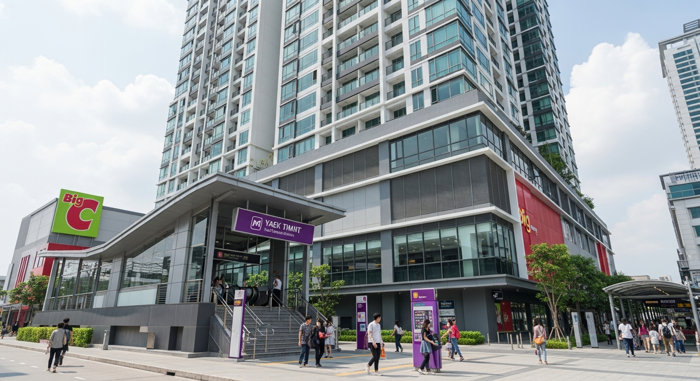 Yaek Tiwanon MRT Purple Line station with nearby condos for sale and rent in Nonthaburi