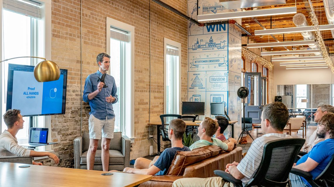 Person presenting to team