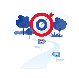 droga do tarczy ze strzałą wbitą w środek